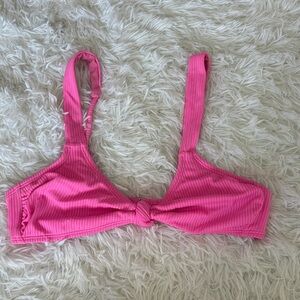 Xhilaration Pink Ribbed Knot Front Bikini Top